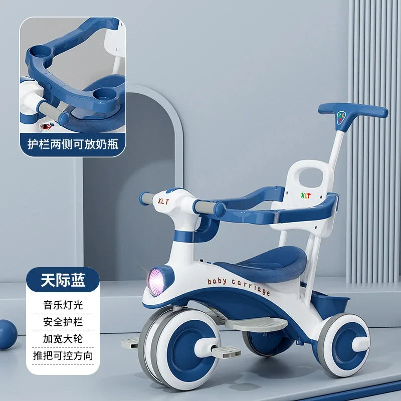 Wooden Walking Cart for Toddlers Three Wheeled Bicycle 1-Year-Old Baby Toy Cart Can Be Used for Sitting Baby Sliding