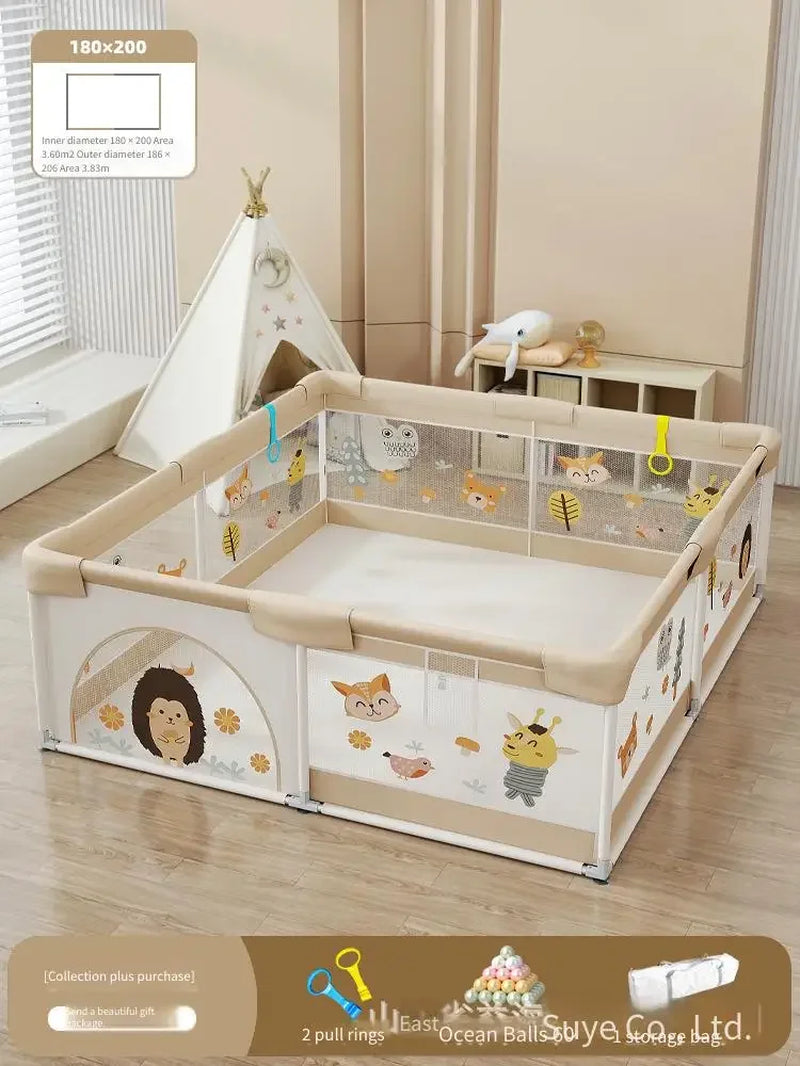 Baby Playpen Safety Gate Soft Mesh Play Yard with Crawling Mat Durable Indoor Play Area for Infants Toddlers Home Protection