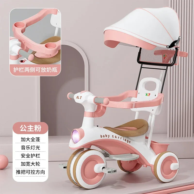 Wooden Walking Cart for Toddlers Three Wheeled Bicycle 1-Year-Old Baby Toy Cart Can Be Used for Sitting Baby Sliding
