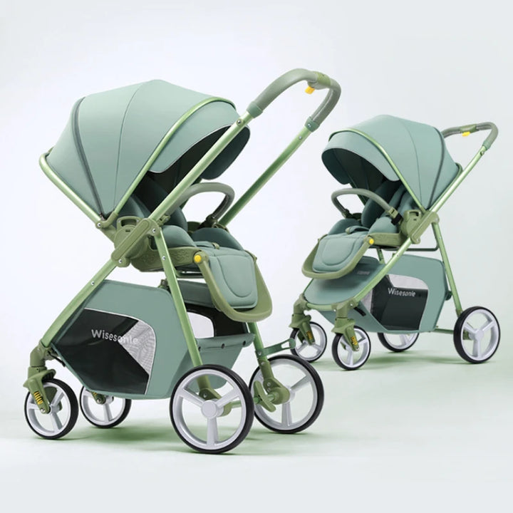 2 in 1 Portable Multifunctional Baby Stroller High Landscape Pram Carriage Basket Baby Carriage Baby Stroller 0 to 3 Years