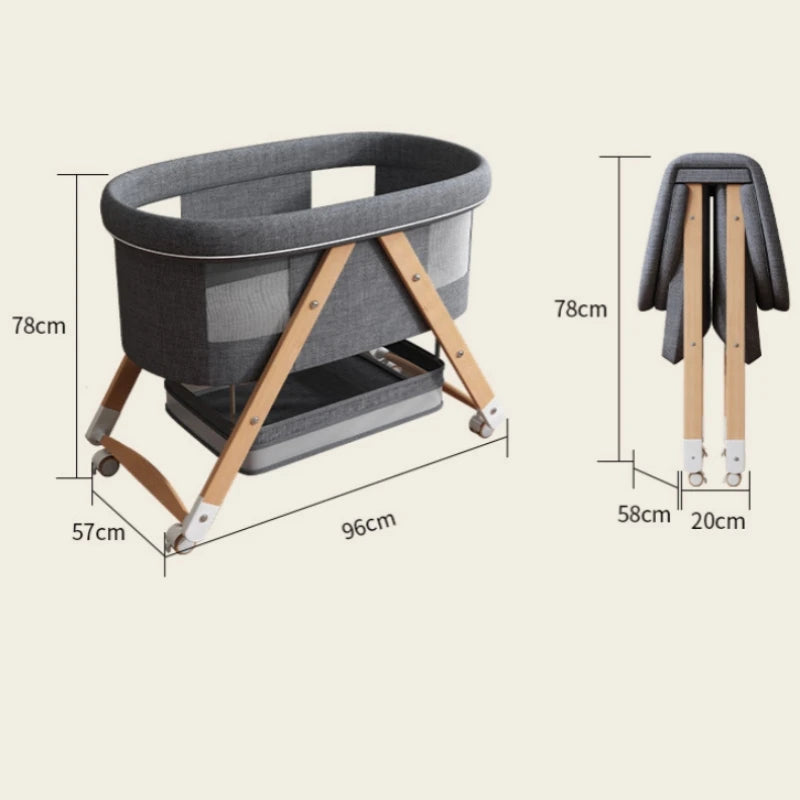 Multifunctional Wooden Baby Bed Foldable Mobile Baby Bassinet Baby Shaker Bb Adjustable Rollaway Bed