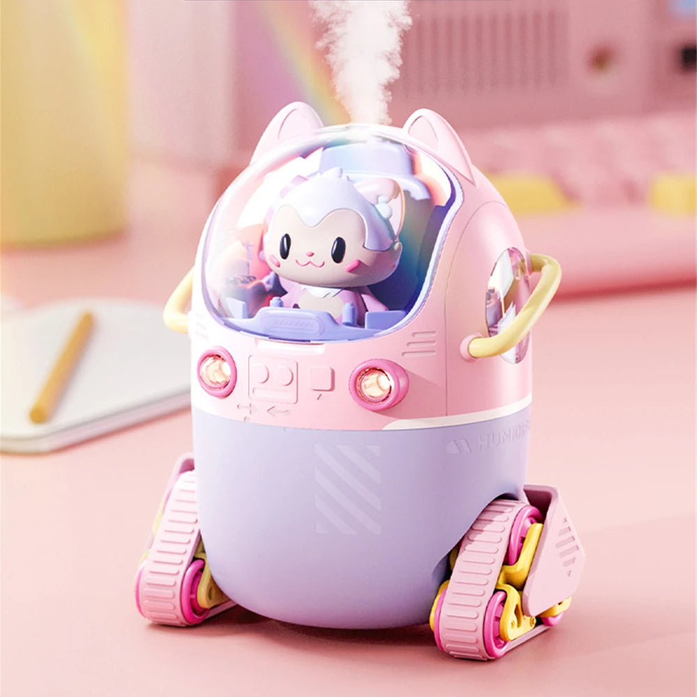 Lovely Cartoon Air Humidifier USB Electric Ultrasonic Mist Aroma Diffuser with Warm Light for Home Office Desk Mini Humidifier