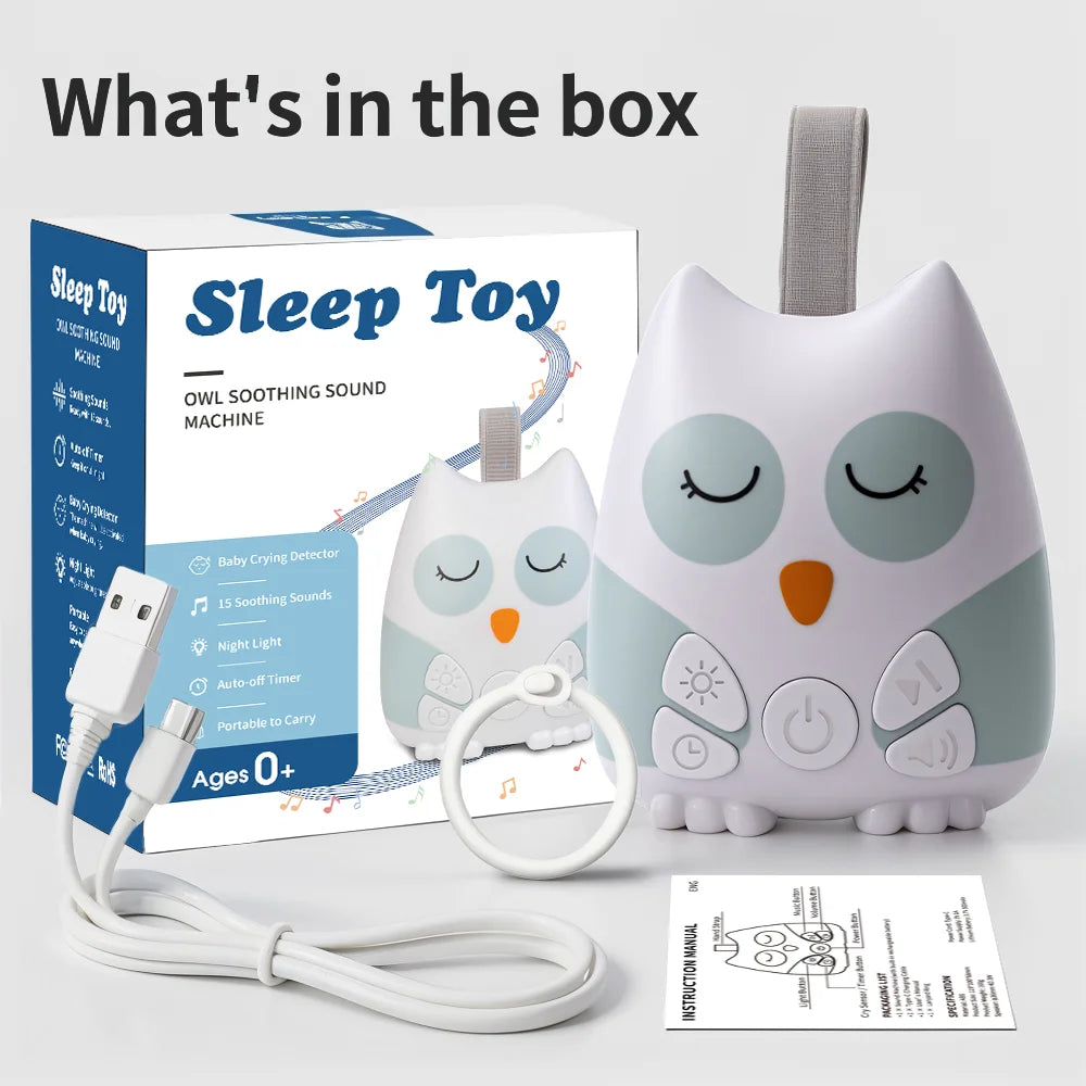 Portable Owl White Noise Machine for Baby 15 Soothing Natural Sound Infant Toddler Soother Comfortable Sleep Aid Travel-Friendly