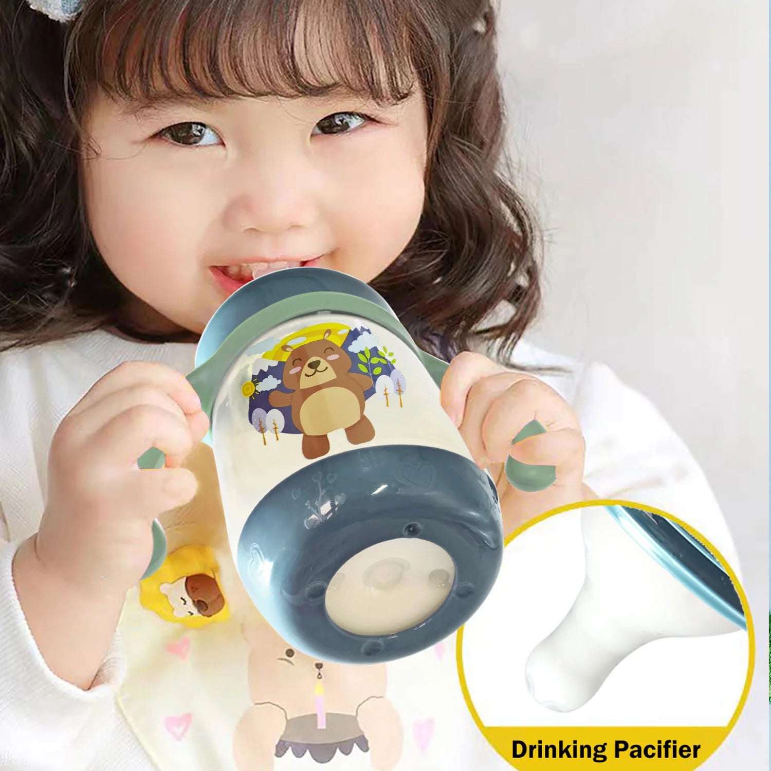 240Ml Newborn Cartoon Bottle, Bpa-Free, Cartoon Shape Baby PP Bottle, Drop-Proof and Leak-Proof Baby Feeding Bottle