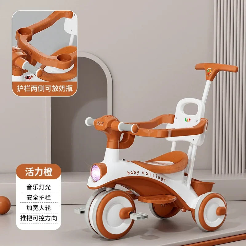 Wooden Walking Cart for Toddlers Three Wheeled Bicycle 1-Year-Old Baby Toy Cart Can Be Used for Sitting Baby Sliding