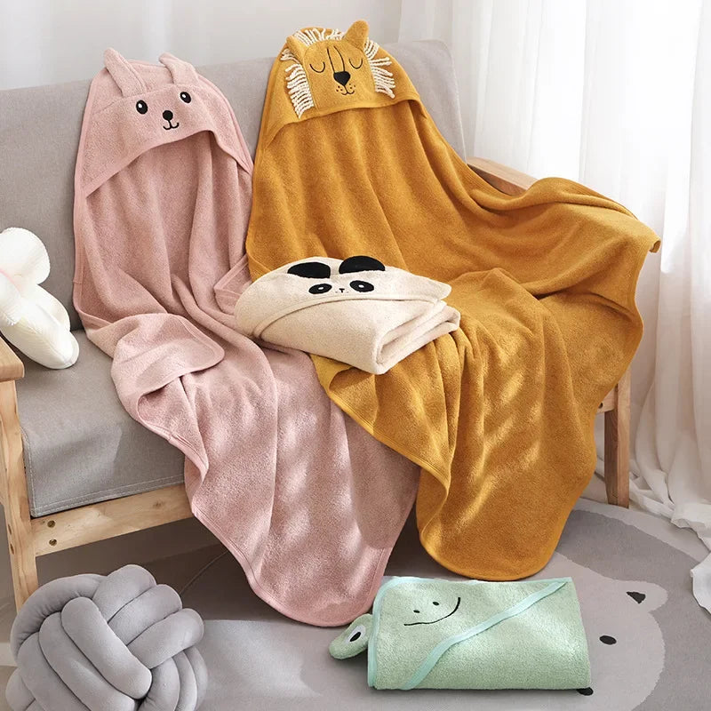 Pure Cotton Baby Bath Towel Absorbent Hooded 32-Ply Non-Shedding Newborn Children Cape Baby Wrap Blanket Summer Season
