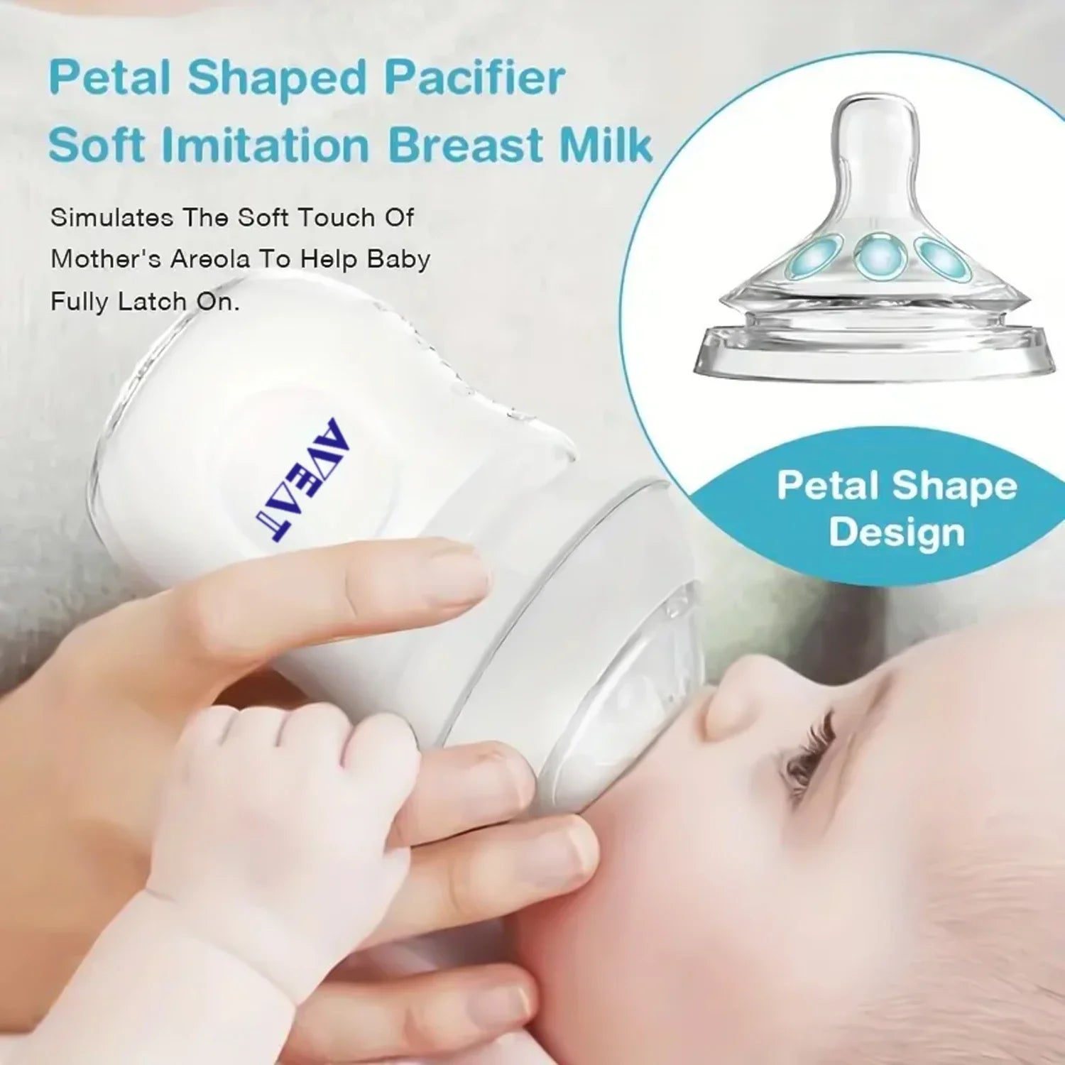 1Pc 150/250 Ml Baby Petal-Shaped Pacifier Feeding Bottle, 5.5 Cm Caliber, PP Bottle, Drop Resistant,Gift