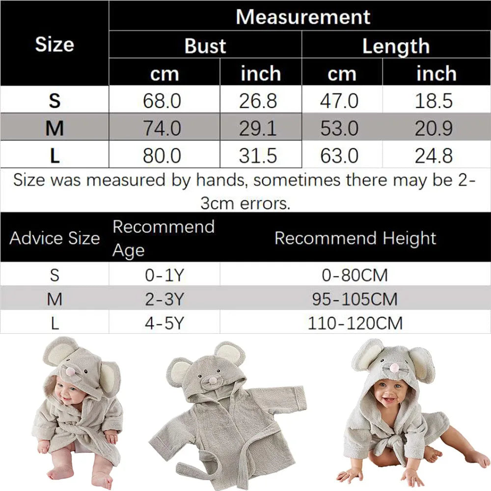 Baby Boy Bathrobe Hooded Towels Unisex Infant Bath Robe Towel for Toddle Terry Ultra Absorbent Durable Blankets