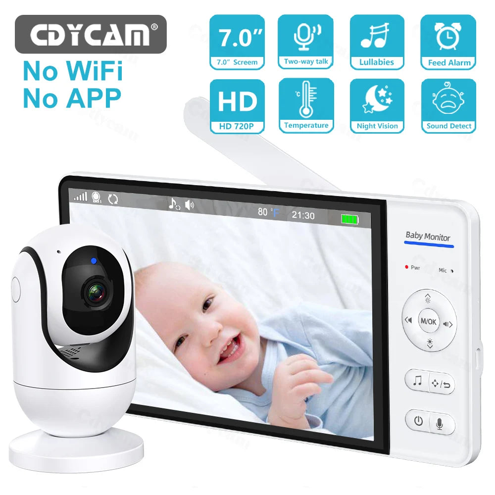 7 Inch Wireless Baby Monitor 5000Mah Battery No Wifi 4X Zoom Kids Protection Surveillance Video Camera 2 Way Audio Night Vision