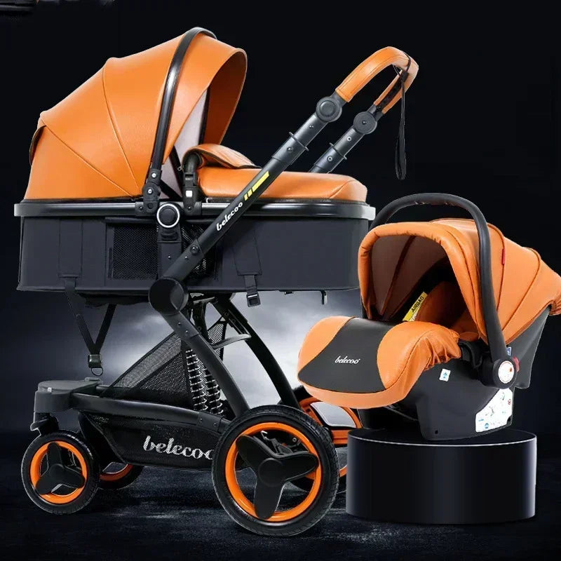 Baby Stroller 3 in 1 with Car Seat Baby Cart Foldable Baby Carriage Prams for Newborns Pram High Quality Waterproof Strollers
