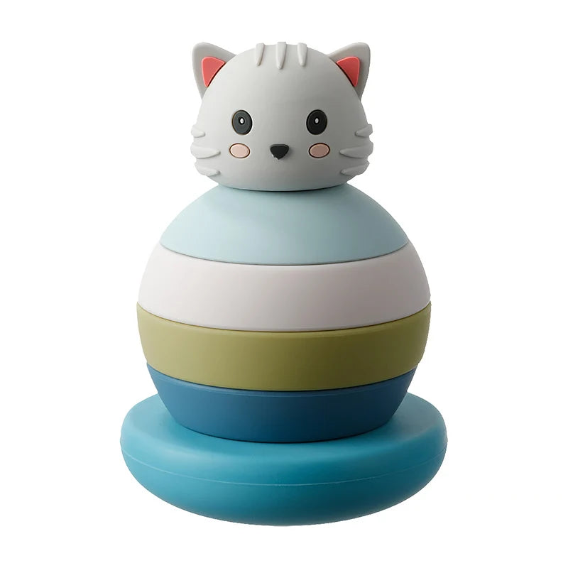 1PC Silicone Teether Baby Tumbler Shape Stacking Blocks Teething Kid Gift Food Grade Silicone Children'S Goods Kid Teething Toy
