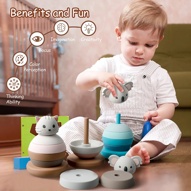 1PC Silicone Teether Baby Tumbler Shape Stacking Blocks Teething Kid Gift Food Grade Silicone Children'S Goods Kid Teething Toy