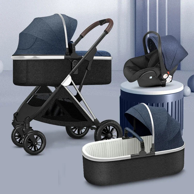 Baby Stroller 3 In1 Baby Cariage Travel Stroller Baby Strollers Car Seat Newbron Pram Travel Folding Stroller High Landscape