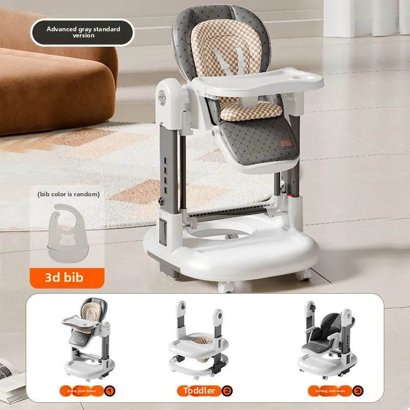 3-In-1 Foldable Baby High Chair, Multi-Functional Portable Dining Chair for Toddlers, Home Use Infant Feeding Chair with Table