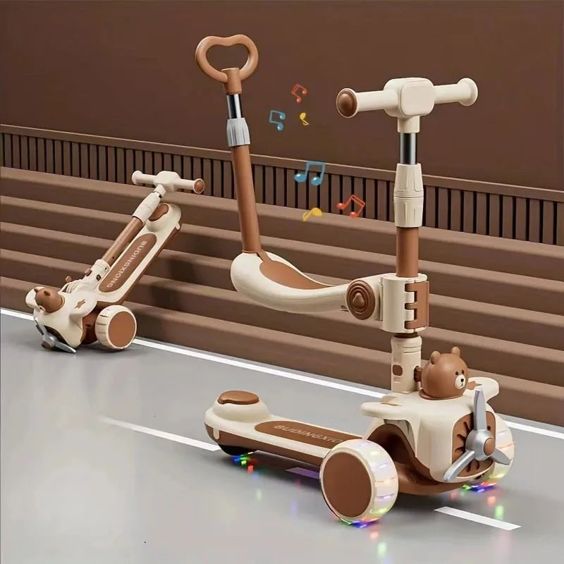 3 in 1 Toddler Scooter Push Scooter for Toddlers with Parent Push Handle Seat Outdoor Ride on Toys Birthday Gift for Boys Girls