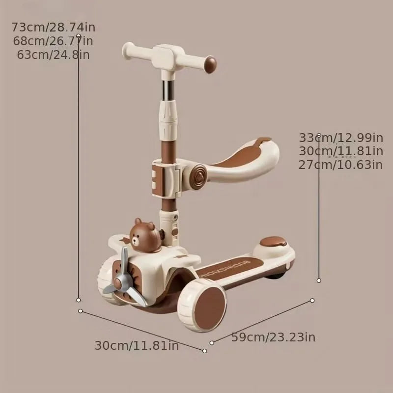 3 in 1 Toddler Scooter Push Scooter for Toddlers with Parent Push Handle Seat Outdoor Ride on Toys Birthday Gift for Boys Girls