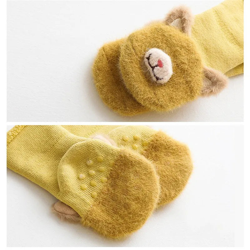 Newborn Baby Girl Boy Socks anti Slip Cute Soft Cartoon Winter Thick Warm Terry Infant Socks for Baby Girls Boys 0-3Year