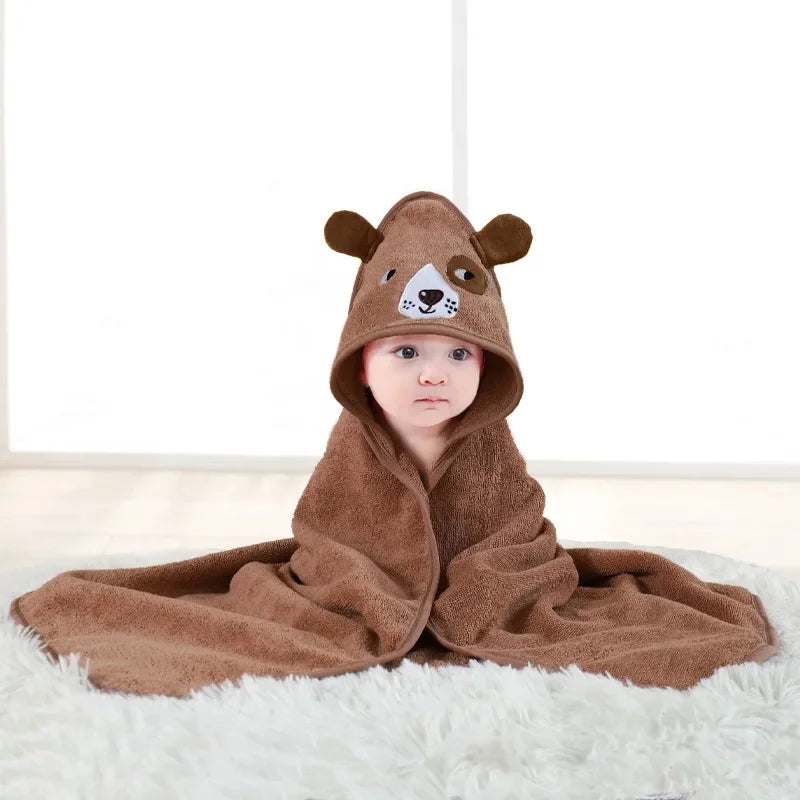 Pure Cotton Baby Bath Towel Absorbent Hooded 32-Ply Non-Shedding Newborn Children Cape Baby Wrap Blanket Summer Season