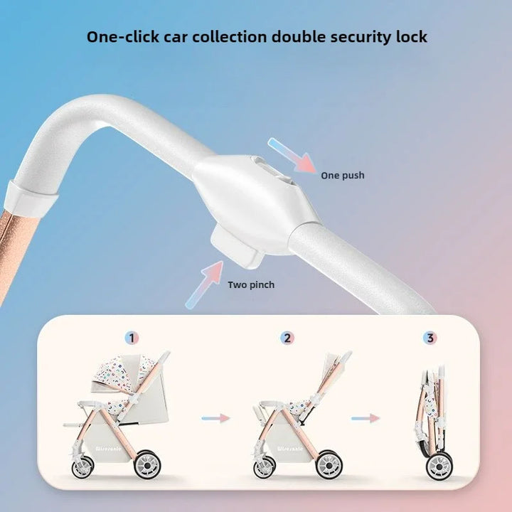 Lightweight Baby Stroller, High Landscape Stroller,Can Sit or Lie down in Both Directions,Suitable for Babies Aged 0-5 Years Old