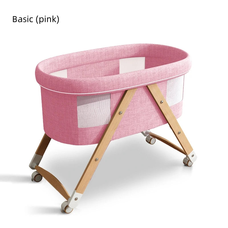 Multifunctional Wooden Baby Bed Foldable Mobile Baby Bassinet Baby Shaker Bb Adjustable Rollaway Bed