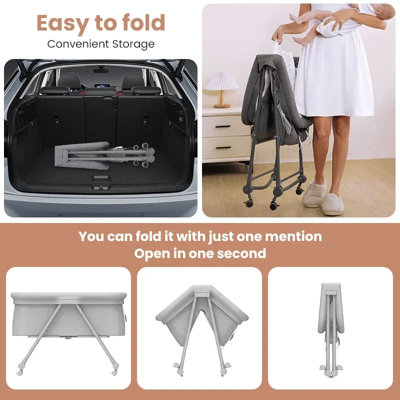 Bestselling Portable Baby Crib Convertible Co-Sleeping Bassinet with Foldable Design, Multi-Functional Bedside Bed for Newborns