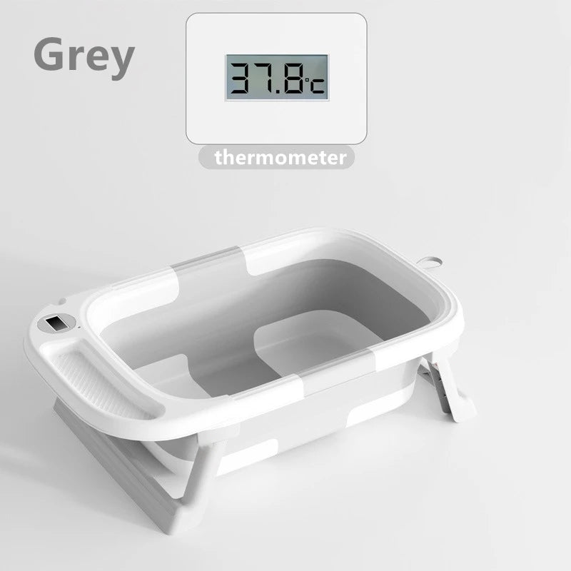 Real-Time Digital Temperature Sensitive Portable Folding Silicone Children'S Bath Tub Toddler Household Bathroom