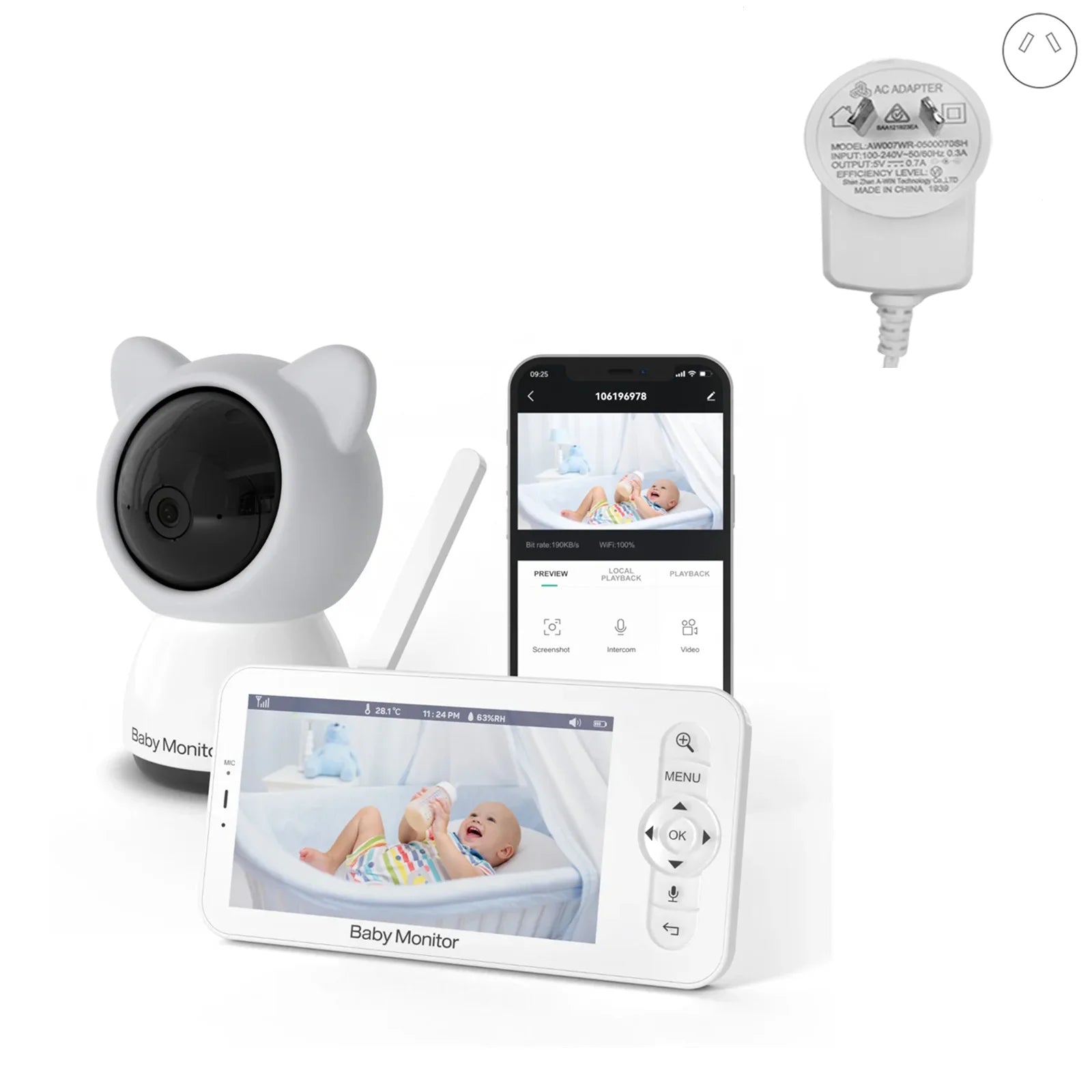 5 Inch Wifi Baby Monitor HD LCD Babyphone Video Baby Camera Nanny Mobile Phone APP Control PTZ Lullabies for New Born