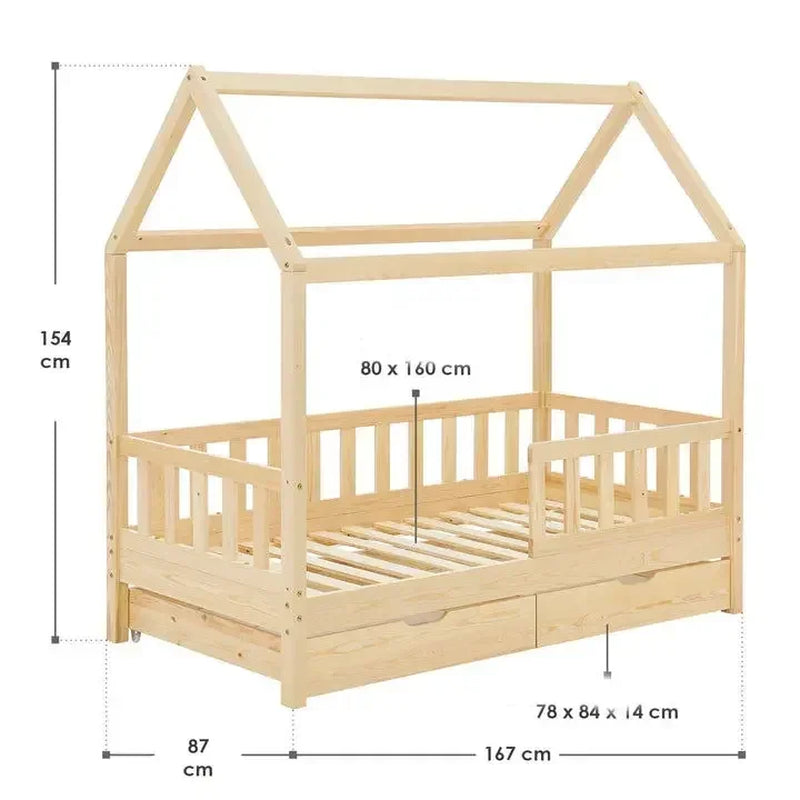 New Mounted Wooden Girls Child Toddler Two Frame Baby Montessori Kids Floor Bed for Children with Rails