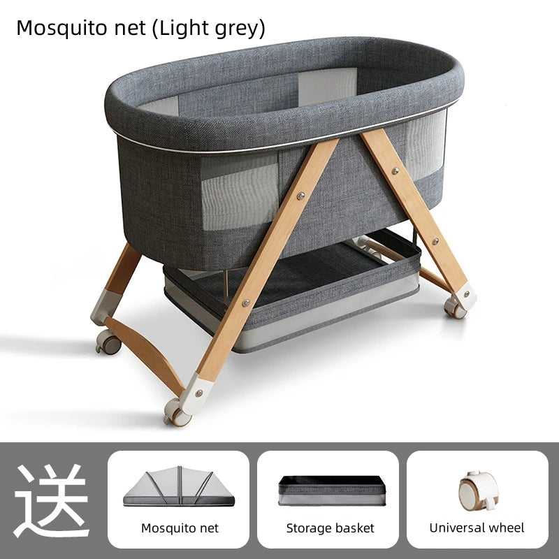 Multifunctional Wooden Baby Bed Foldable Mobile Baby Bassinet Baby Shaker Bb Adjustable Rollaway Bed