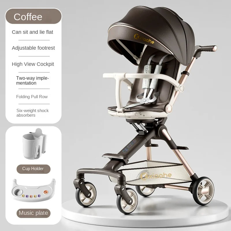 Baby Stroller Can Sit and Lie down Foldable Lightweight Travel Two-Way High Landscape Six Shock Absorption Comfortable Seat