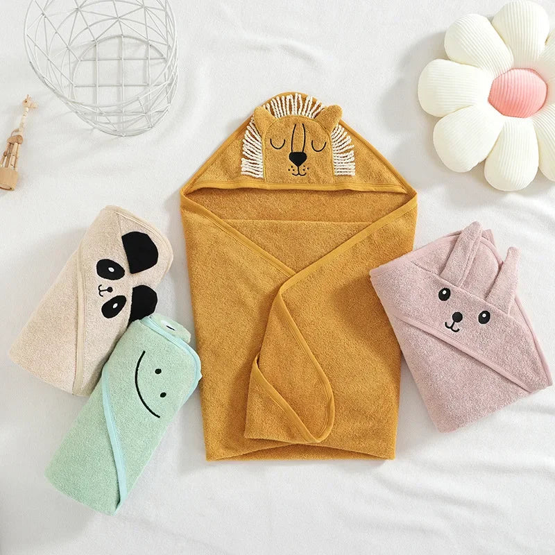 Pure Cotton Baby Bath Towel Absorbent Hooded 32-Ply Non-Shedding Newborn Children Cape Baby Wrap Blanket Summer Season