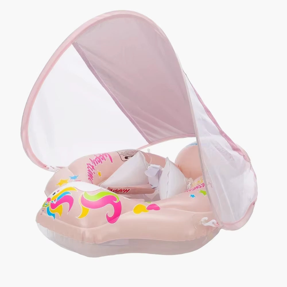 Baby Swimming Pool Float with Canopy Inflatable Infant Floating Ring Kids Swim Circle Bathing Summer Toys