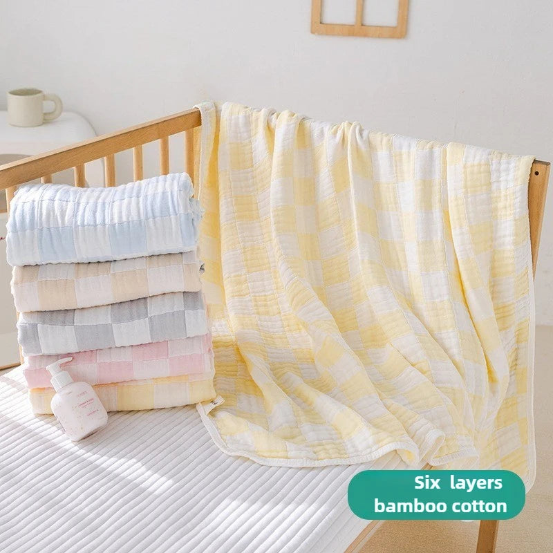 6 Layer Bamboo Cotton Baby Blankets Nap Cover Thin Quilt Soft Bubble Bath Towel for Newborn Muslin Swaddle Blanket Baby Bedding