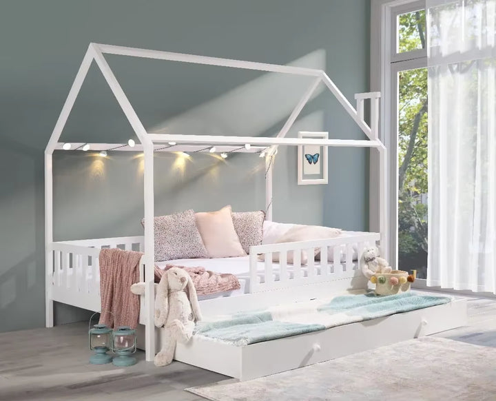 Hot Sale Kids House Bed Girls Kids Montessori Bed Pull-Out Bed 2 Children