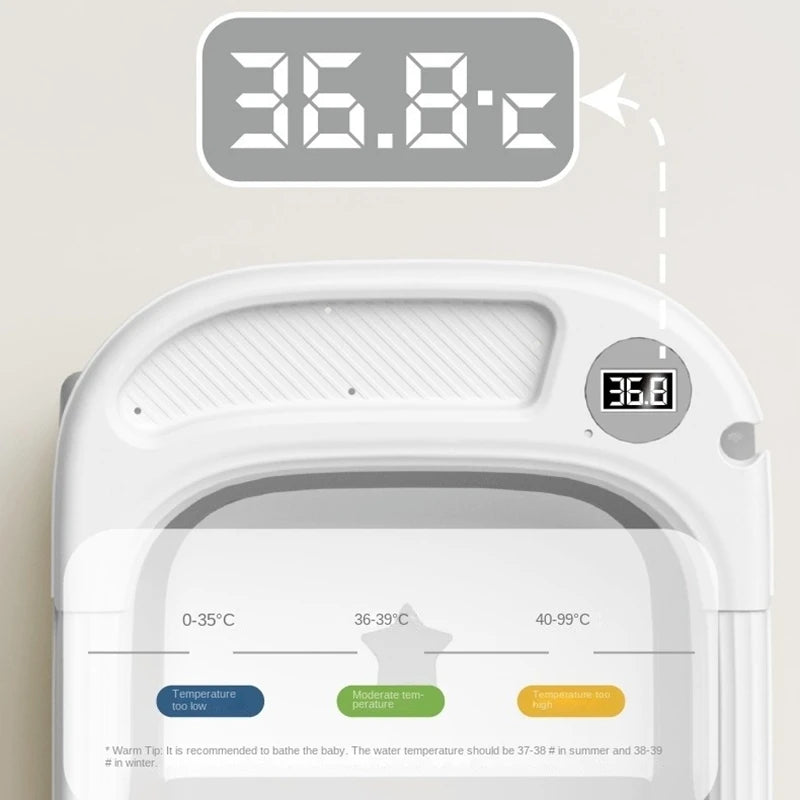 Real-Time Digital Temperature Sensitive Portable Folding Silicone Children'S Bath Tub Toddler Household Bathroom