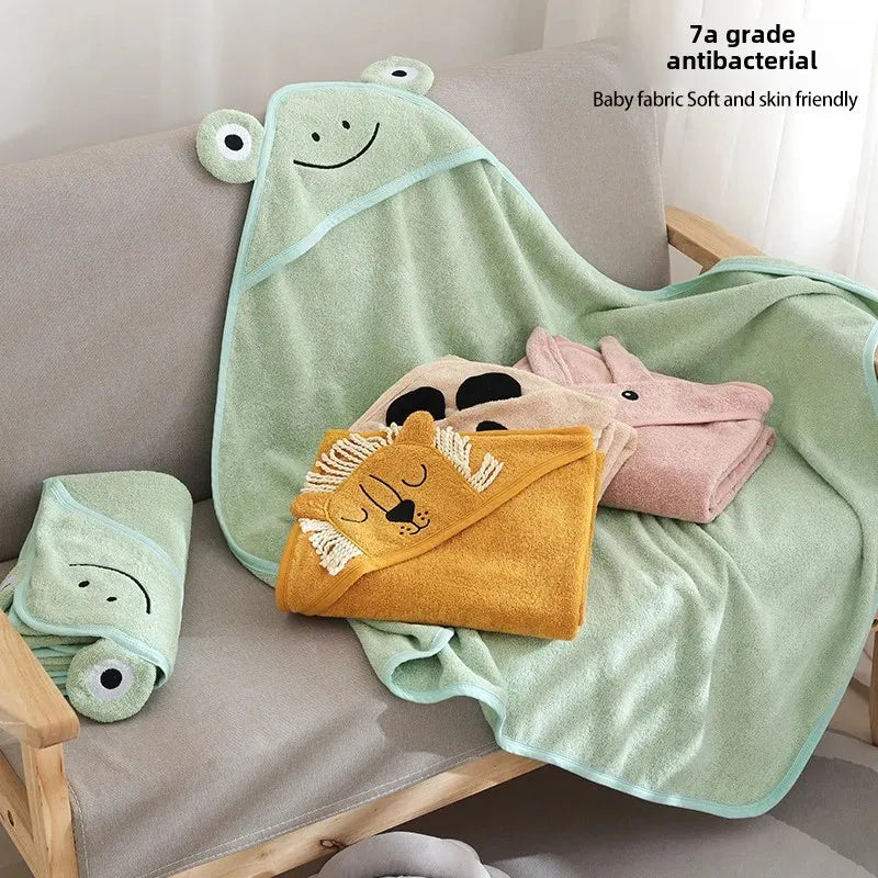 Pure Cotton Baby Bath Towel Absorbent Hooded 32-Ply Non-Shedding Newborn Children Cape Baby Wrap Blanket Summer Season