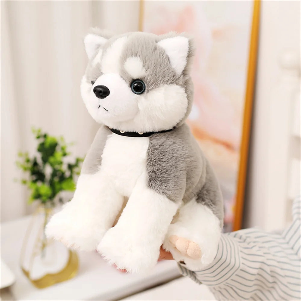23CM Simulation Puppy Dog Plush Toys Soft Stuffed Animal Doll Cute Sitting Schnauzer Shar Pei Bulldog Husky Peluche Toys Gifts