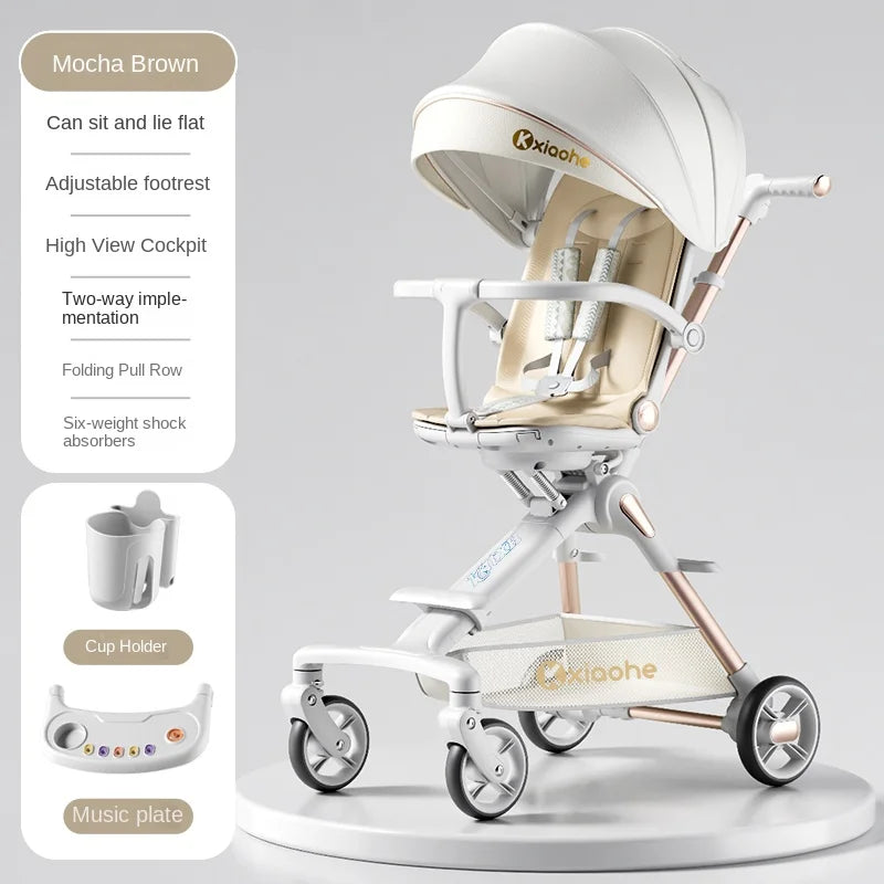 Baby Stroller Can Sit and Lie down Foldable Lightweight Travel Two-Way High Landscape Six Shock Absorption Comfortable Seat