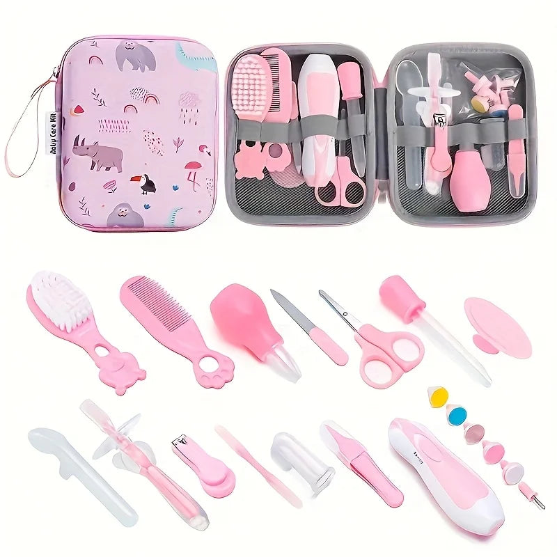 14Pcs Maternal Infant Set Healthcare Kit Portable Case Comprehensive Health Grooming Set Ear Spoon Nail Clippers Comb Brushes