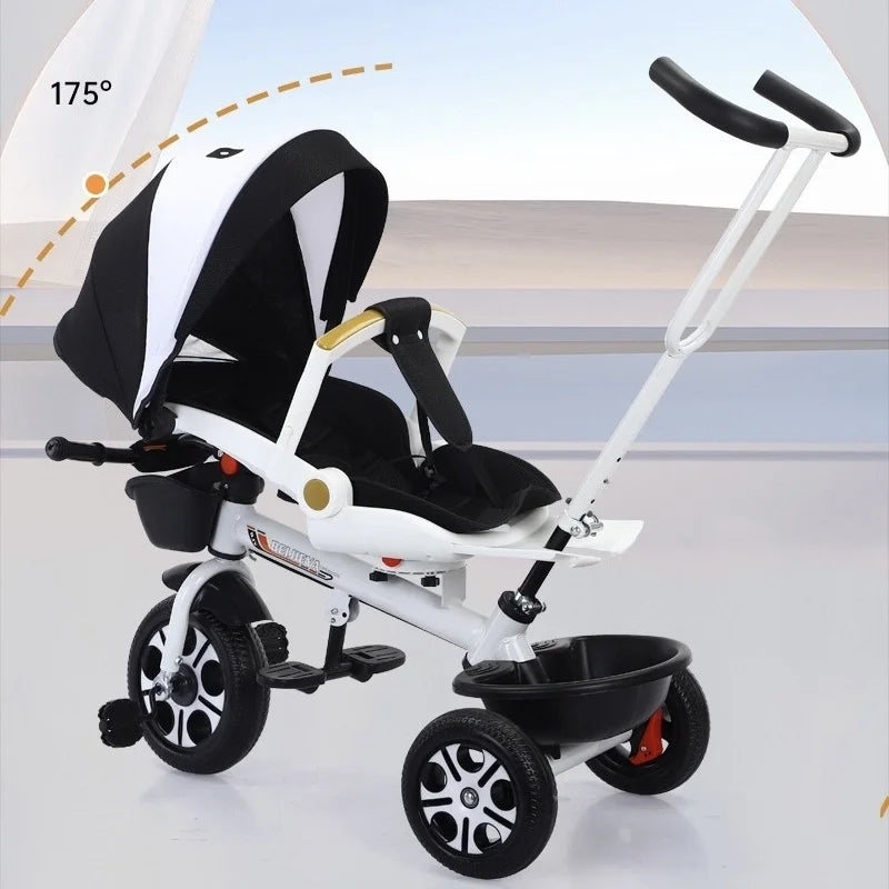 High Quality Poussette Bébé, Baby Tricycle Stroller for 1-3-6 Year Old,Multifunctional Can Lie down Children'S Tricycle Stroller