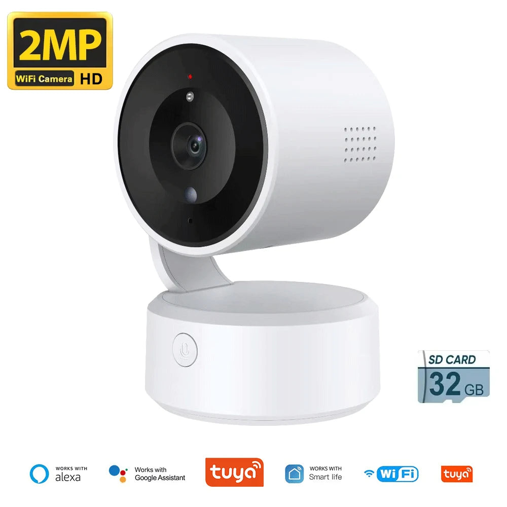 5MP WIFI Tuya Camera Two Way Talk Indoor Baby Monitor 4X Zoom PTZ 360° Surveillance Cameras Support Alexa Google Smart Life