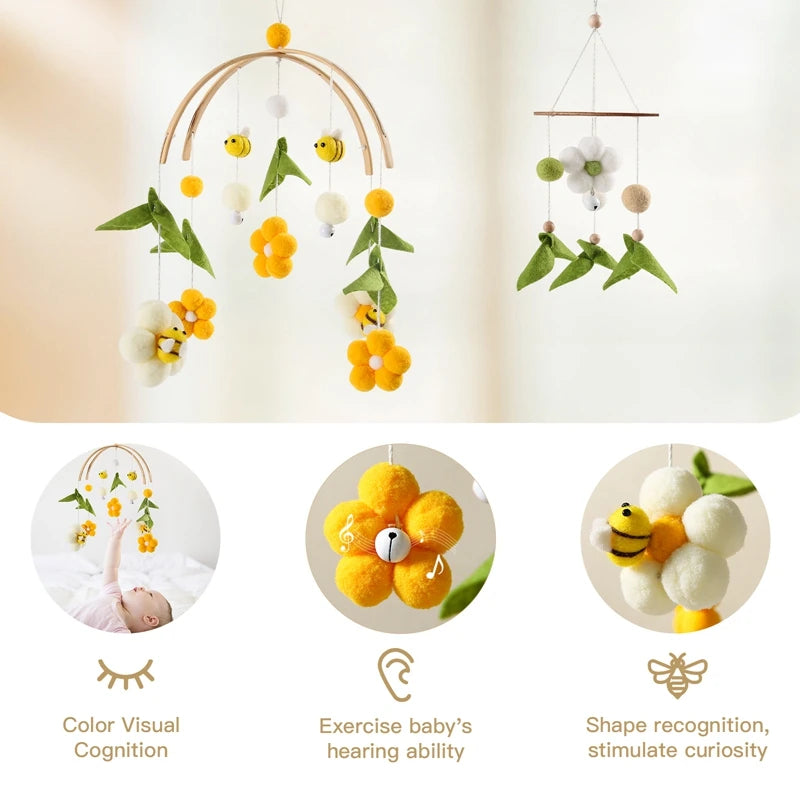 1Set Baby Crib Mobile Rattles Toys Cartoon Bee Bed Bell Kids Toy Room Decor Photography Props Toddler Rattles Hanging Toys