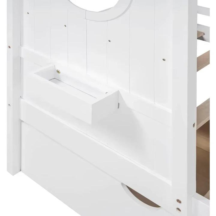 #For Twin Room Bed with 2 Storage Drawers, Girl Chalet Bed Frame, Boys, Decorative, White&