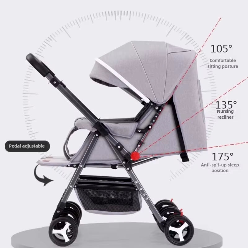 Twin Stroller, Double Seat/Double Recline Stroller, Foldable, Suitable for Two People and Can Be Taken into Elevators.