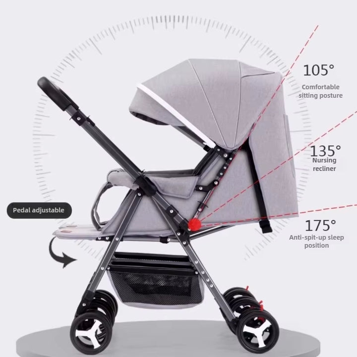 Twin Stroller, Double Seat/Double Recline Stroller, Foldable, Suitable for Two People and Can Be Taken into Elevators.