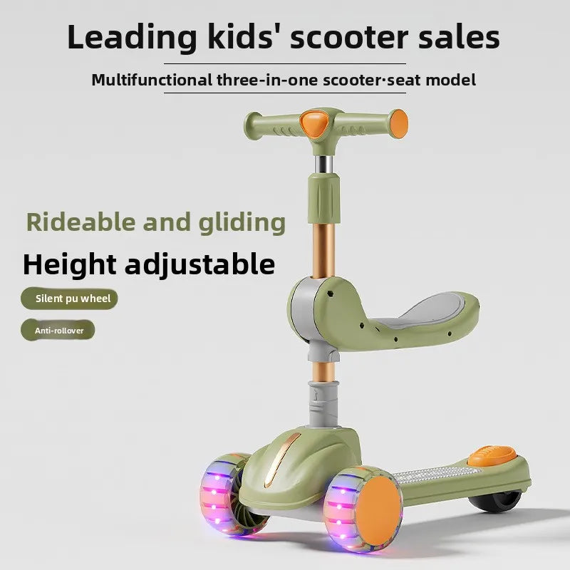 3-In-1 Children'S Scooter: a Scooter for Boys and Girls That Can Be Sat on or Ridden
