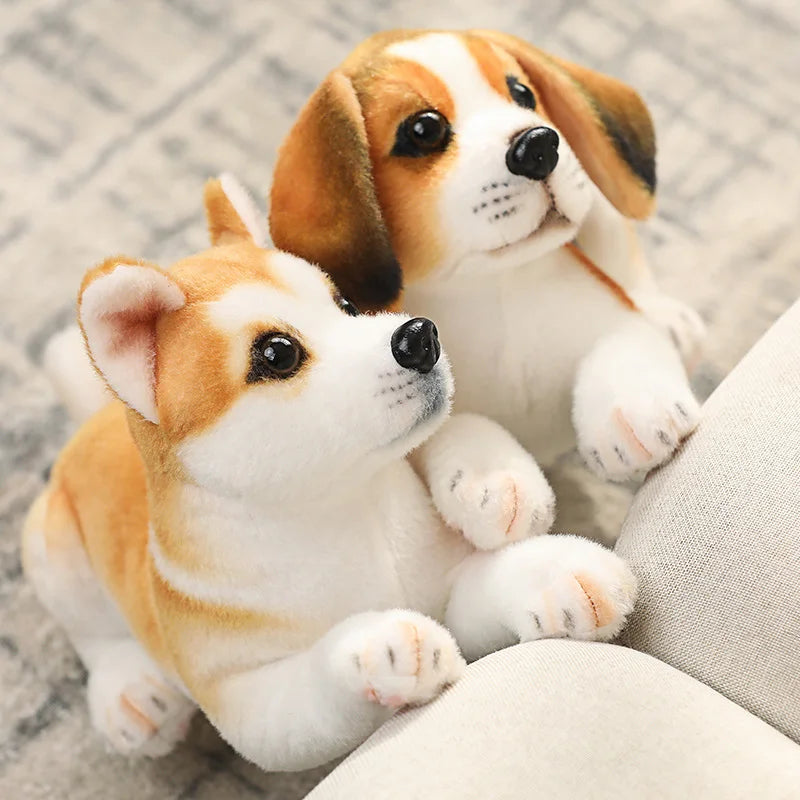Stuffed Animals Plush Toy White/Brown Dog Plush Cartoon Toy for Children'S Soft Gifts New Realistic Plush Simulation Smart Dog