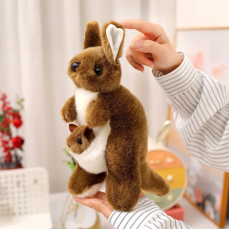 Ultrasoft Stuffed Animal Plush Kangaroo Toy Lifelike Mum with Baby Kangaroo Plush Toy Home Decor Kid Birthday Gift ﻿