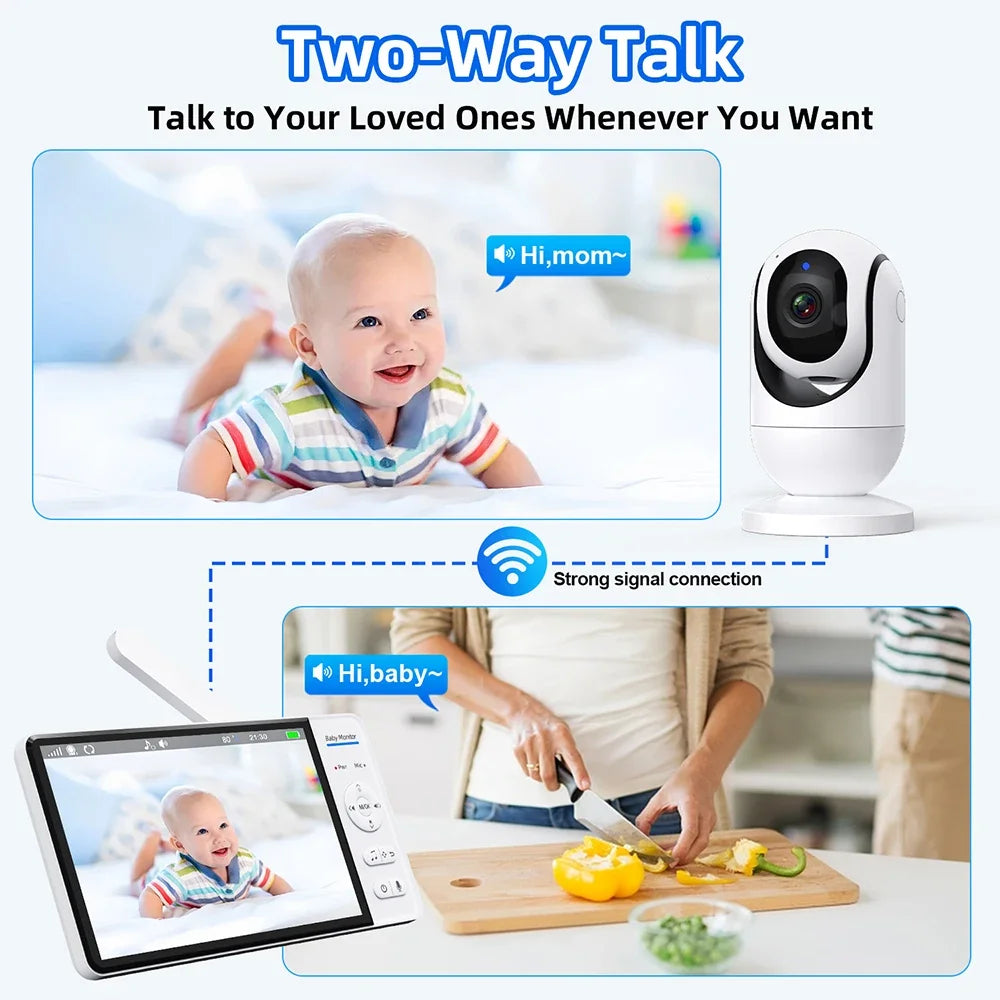 7 Inch Wireless Baby Monitor 5000Mah Battery No Wifi 4X Zoom Kids Protection Surveillance Video Camera 2 Way Audio Night Vision