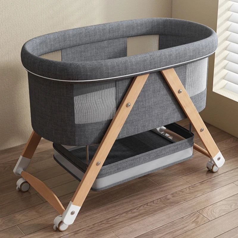Multifunctional Wooden Baby Bed Foldable Mobile Baby Bassinet Baby Shaker Bb Adjustable Rollaway Bed